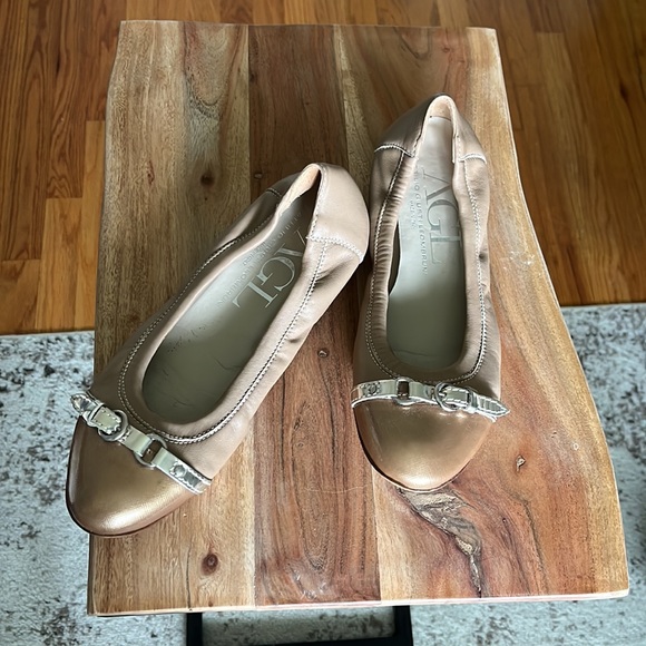 Attilio Giusti Leombruni Ballet Flats Gold Bronze Nude 38.5 AGL - Picture 2 of 4